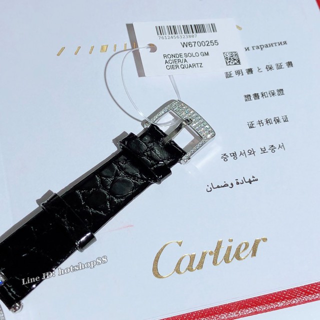 卡地亚手表 Cartier经典款全真镶钻字面 瑞士石英机芯 鳄鱼皮带女表 gjs1134